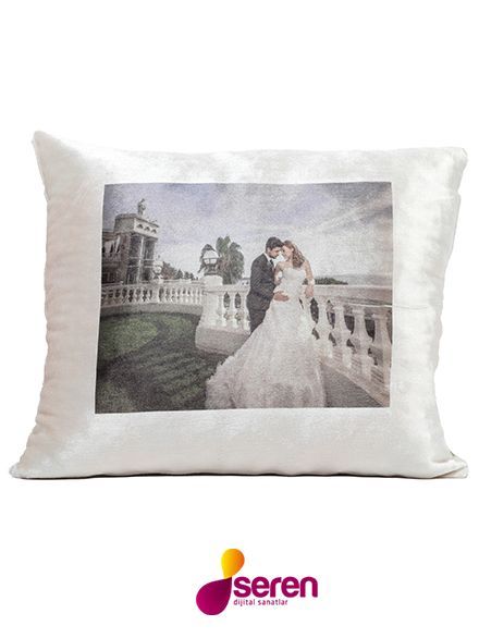 Fotoğraf Baskılı Beyaz Kadife Yastık