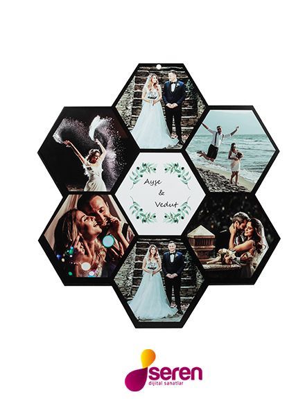 Fotoğraf Baskılı Ahşap Bal Peteği Tablo