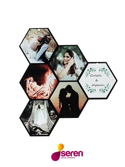 Fotoğraf Baskılı Ahşap Yarım Bal Peteği Tablo